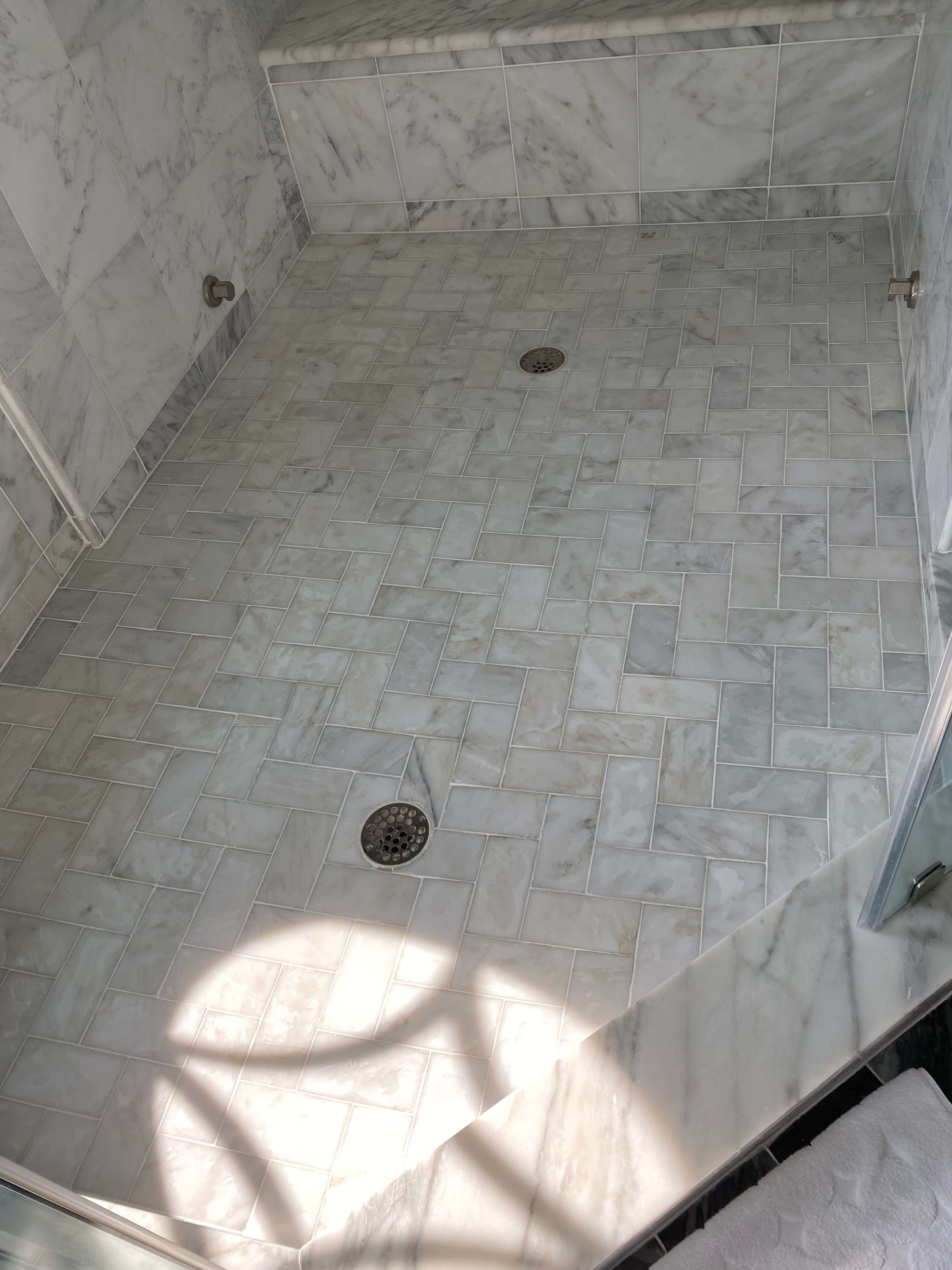 Marble Shower Floor Restoration - Oldstonerestoration
